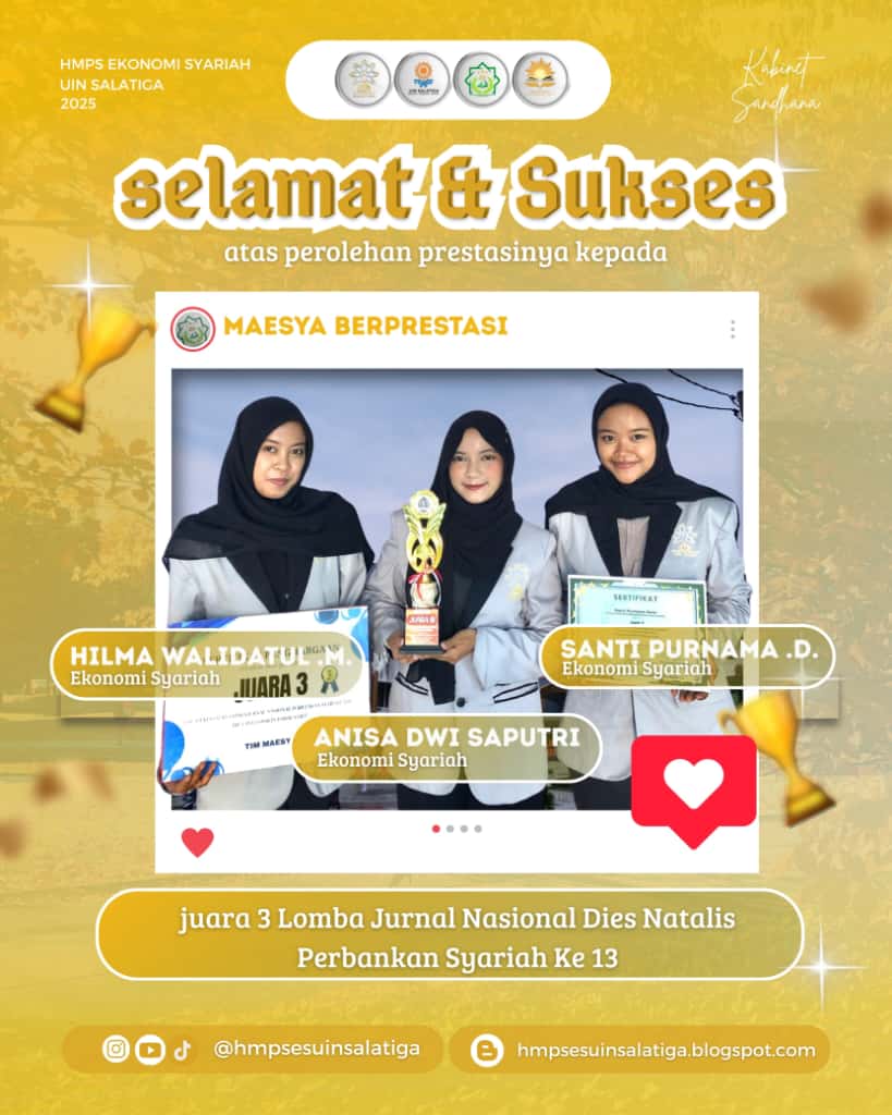 mahasiswa ekonomi syariah meraih juara 3 lomba jurnal nasional dies natalis perbankan syariah ke-13