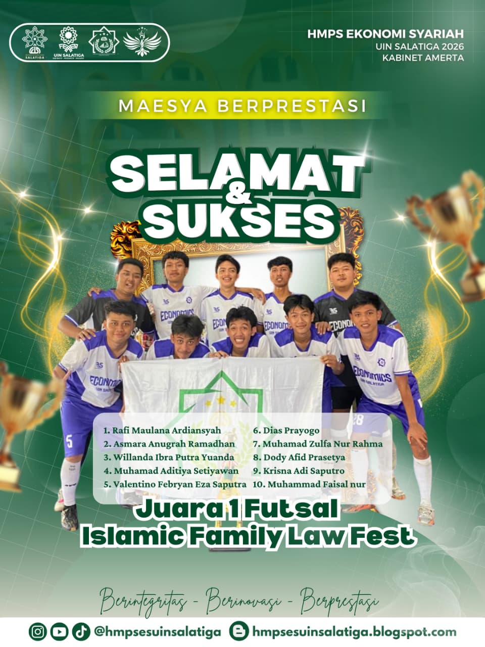 mahasiswa ekonomi syariah meraih juara 1 islamic family law fest 2026 cabor futsal
