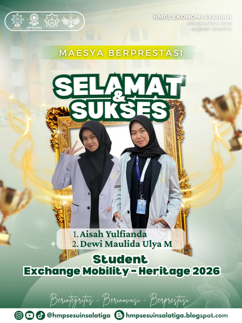 Mahasiswi Program Studi Ekonomi Syariah, mengikuti Student Exchange Mobility – Heritage 2026