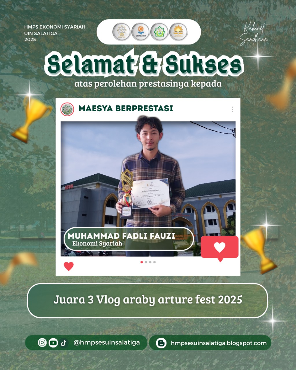 mahasiswa ekonomi syariah meraih juara 3 vlog araby arture fest 2025