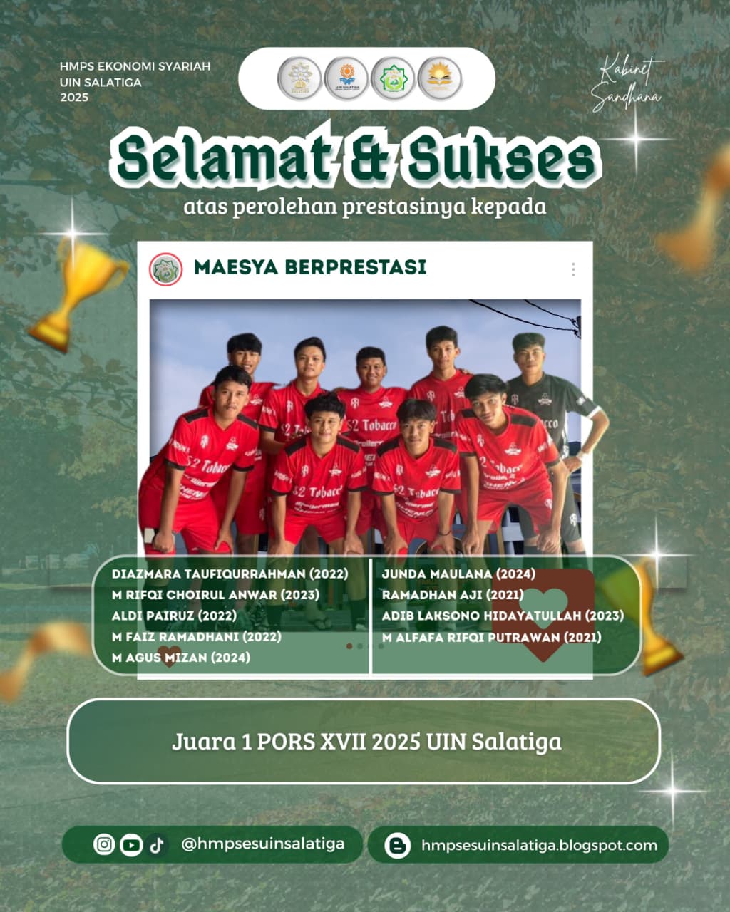 mahasiswa ekonomi syariah meraih juara 1 PORS XVII 2025 UIN Salatiga