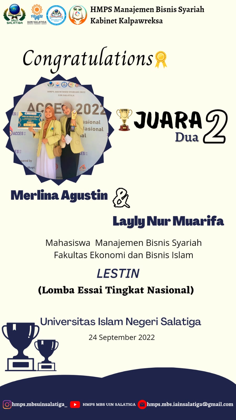 Juara 2!!! Merlina dan Layly dalam Lomba Essai Tingkat Nasional